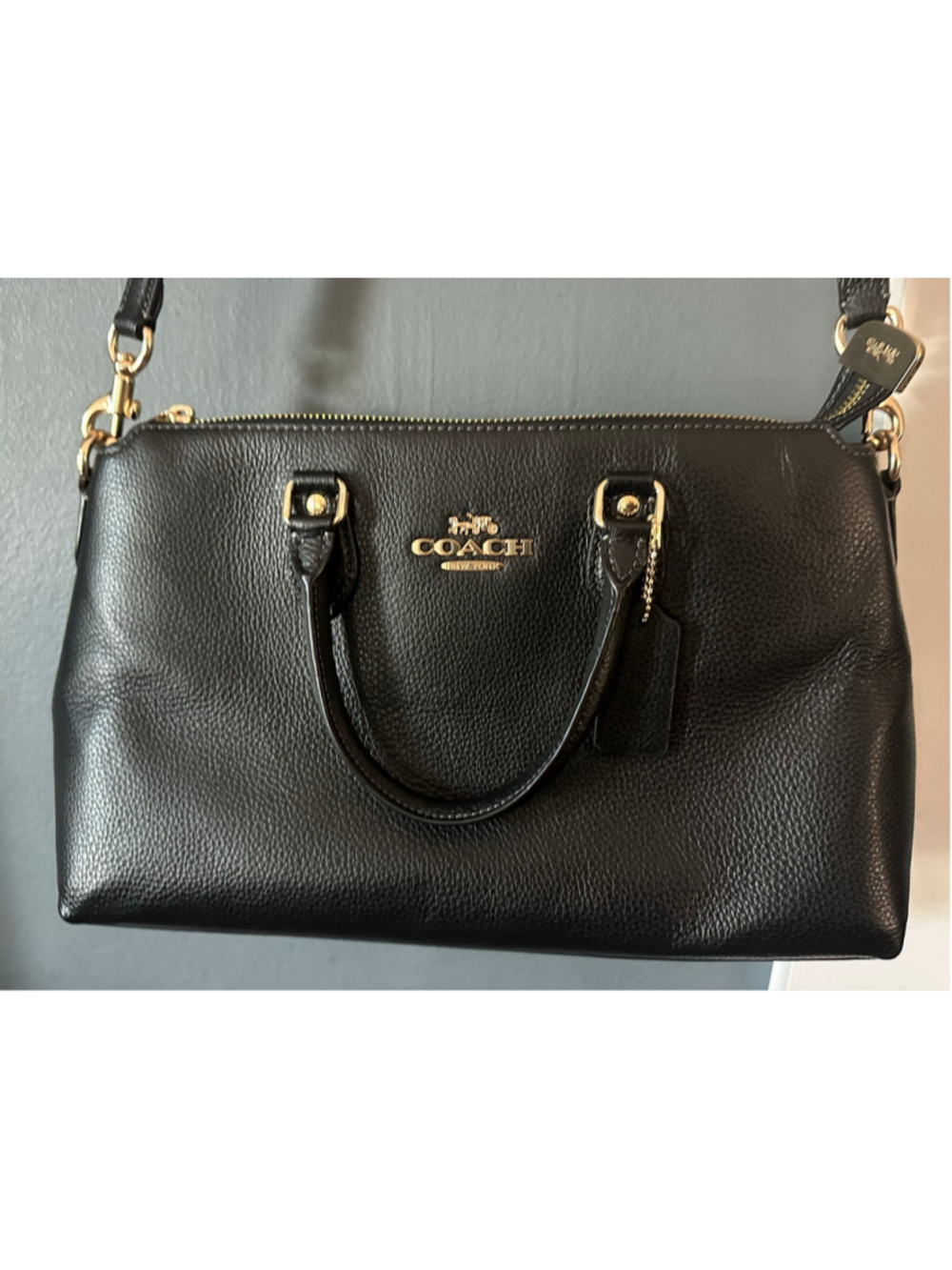 Women's Coach Black Leather Satchel Handbag - Picture 2 of 10